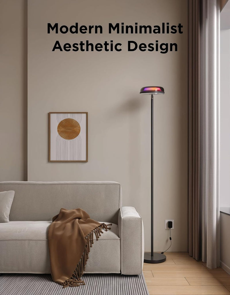 Uplighter Floor Lamps Tri-Zone Independent,RGBIC Ripple Lighting Lamp 1000 LM RGBIC Warm&Cold White Lighting, Works with Matter &Alexa, 80+Scene Modes, 2700-6500K, Ideal for Living Room, Bedroom