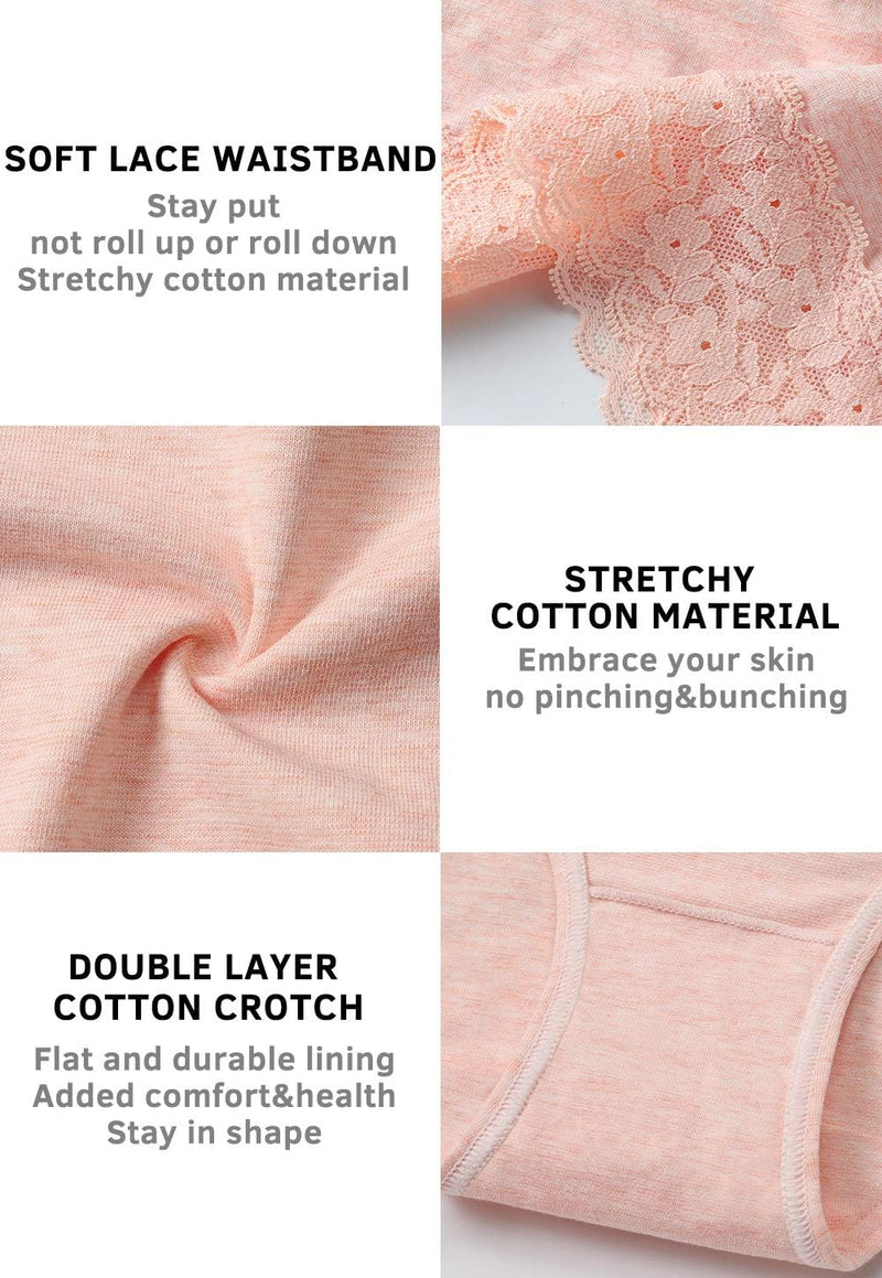 GNEPH Womens Underwear Cotton Panties for Women Underpants Briefs Hipster Lace Bikini 5 Pack