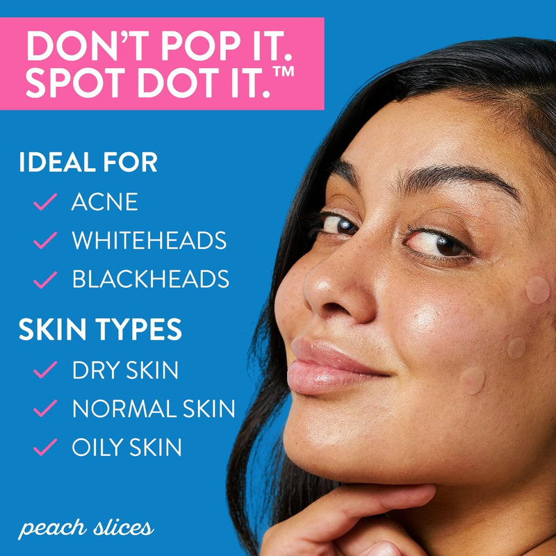 Peach Slices Acne Spot Dots | Clear Hydrocolloid Acne Pimple Patch For Zits And Breakouts | Treats, Drains, And Shrinks Blemishes | Vegan And Cruelty-Free | Three Sizes 7mm, 10mm, 12mm (30 Count)