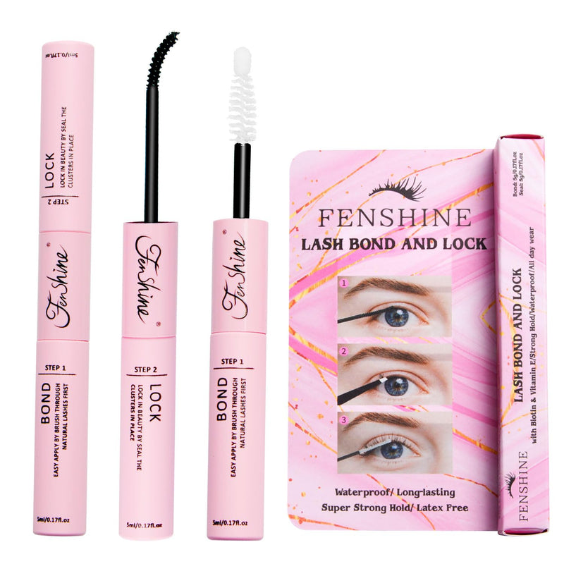 Fenshine Lash Bond and Seal, Cluster Eyelash Glue, Individual Cluster DIY Eyelash Extensions, Super Strong Hold Cluster Lash Adhesive, Waterproof, Latex Free, Mascara Wand Glue
