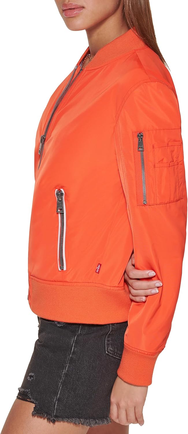 Levi's Women's Women's poly bomber jacket with contrast zipper pockets Jacket