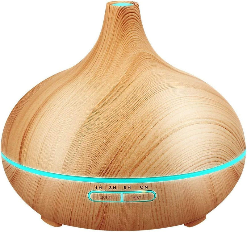 SKY-TOUCH Essential Oil Diffuser, 550Ml Oil Diffuser With 4 Timer, Aromatherapy Diffuser With Auto Shut-Off Function, Cool Mist Humidifier Bpa-Free For Bedroom Home-Yellow Wood - Light brown