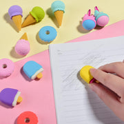 16 Pcs Food Erasers for Kids, 3D Cute Mini Ice Cream Donut Take Apart Erasers, Cool Fun Puzzle Desk Pet Erasers for Girls