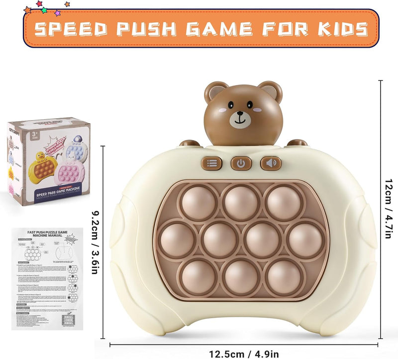 Fast Push Bubble Game, Pop Quick Push Game Pop Light Up Game Toys, Shift Attention, Relieve Anxiety Sensory Toys, Fast Push Handheld Game for 6 7 8 9 Year Old Kids Boys & Girls Birthday Gifts(Bears) - Little Bear