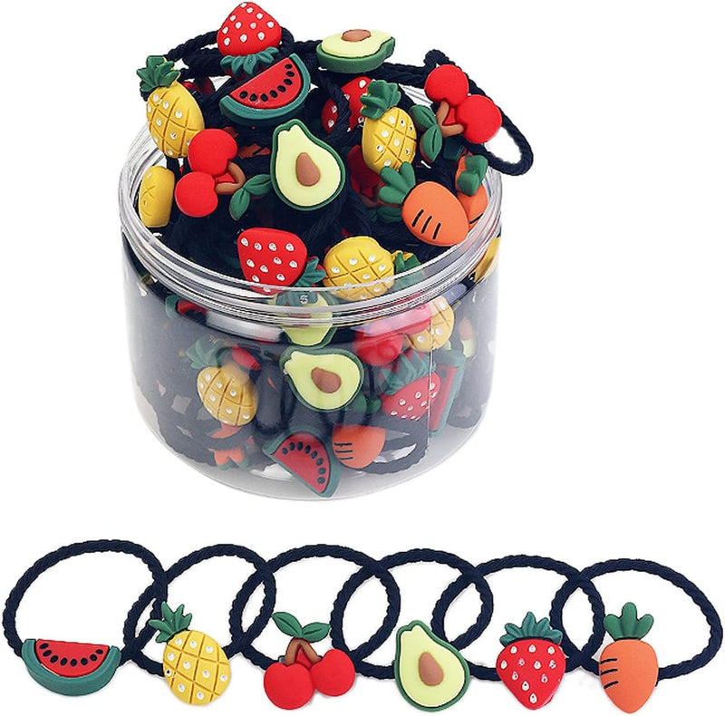 Shining Diva Fashion 20 pcs Combo Elastic Hair Bands Ties Accessories for Kids Baby Girls Women - 30 pc Combo Box of Black Fruits
