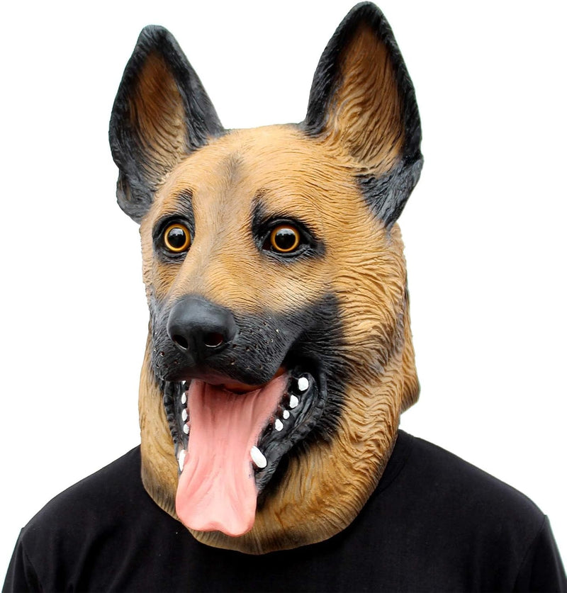 CreepyParty Novelty Halloween Party Latex Animal Dog Head Mask Sounding German Shepherd (Silent)