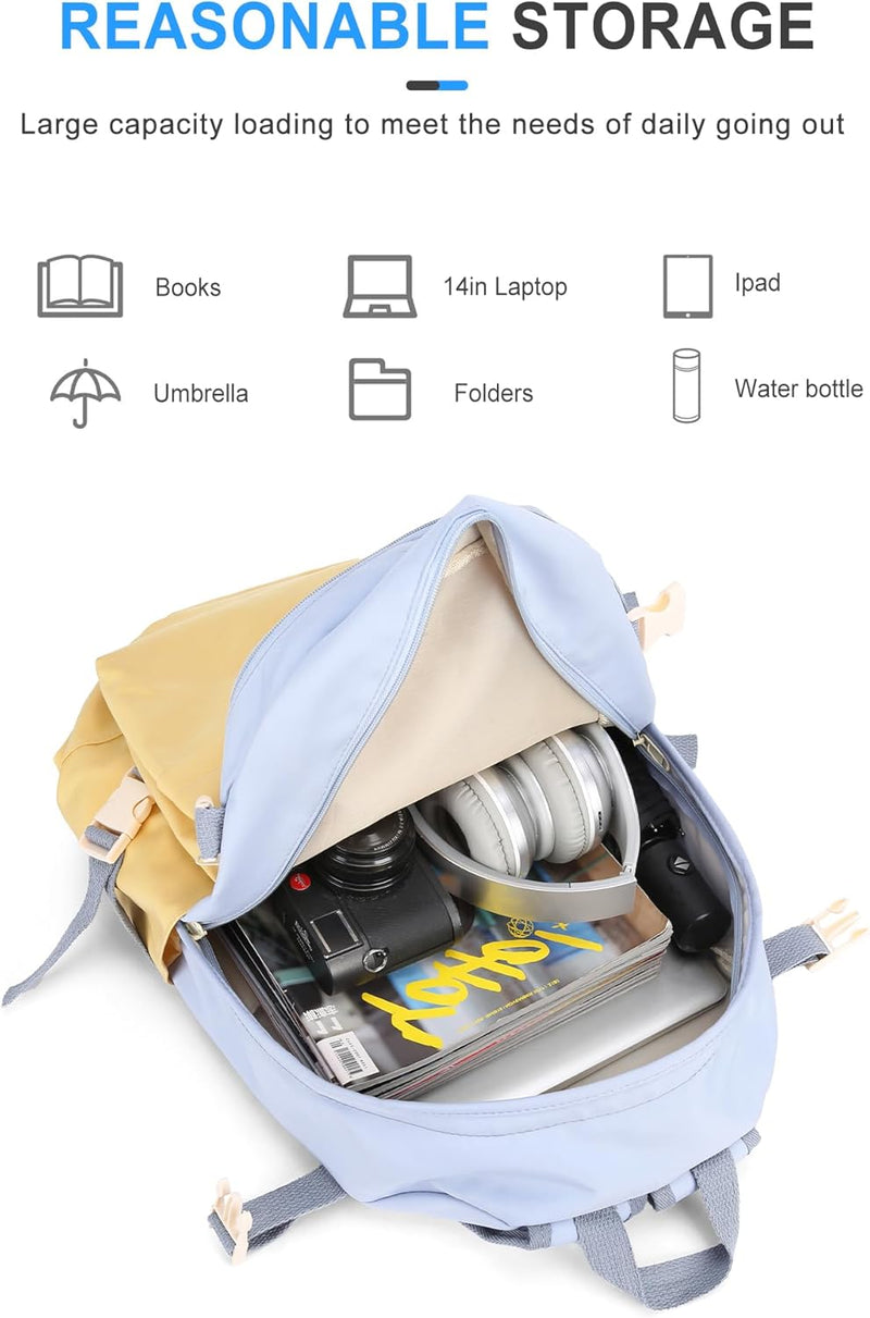 VECAVE Lightweight Casual Laptop Backpack Purse for Women,Travel Backpack with laptop compartment
