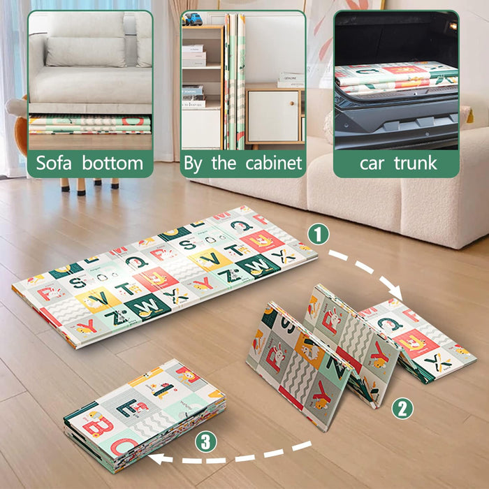 AM ANNA Baby Floor Play Mat, 0.6 in Thicker Reversible Foldable Baby Play Mat,Extra Large Play Mat for Baby Waterproof Non Toxic Anti-Slip Reversible Foam Playmat for Baby Toddlers Kids(79"x71")