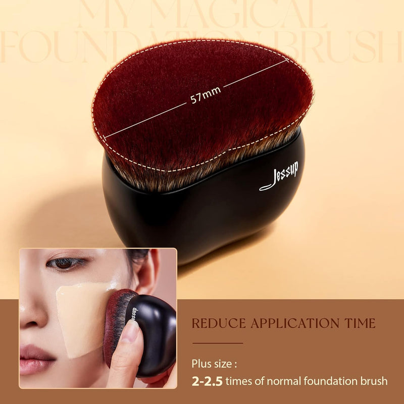 Jessup Makeup Brush Foundation Brush with Makeup Sponge 1pc Kabuki Brush for Liquid, Cream or Flawless Powder Cosmetics Face Boby Brush, T882