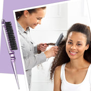 Geiserailie 3 Pcs Slick Back Hair Brush Set Bristle Brush Edge Control Teasing Comb for Women Black Hair(Black)