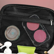 ZABEES Travel Makeup Bag,Large Capacity Cosmetic Bags,Waterproof Portable Pouch Open Flat Toiletry Bag Make up Organizer with Divider and Handle Bag for Women and Girls (Bright white check)