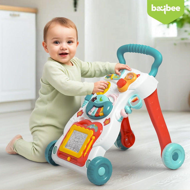 Baybee Baby Crawlio Walker for Kids, Baby Activity Walker with Music, Rotating Lock Wheel,Gears & Grip Handle for Toddlers for 0 to 2 Years Boy Girls (White)