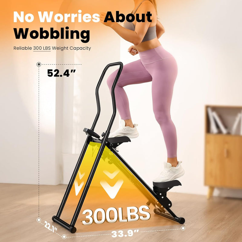 Vertical Climber, Pro Stair Stepper for Full-Body Workout, Compact & Foldable Cardio Exercise Stair Climber with Extended Step Range, Improved & Adjustable Handlebar & Pedals (Random Color)