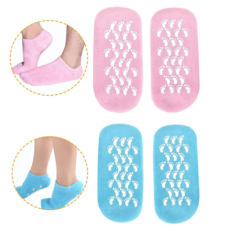 Moisturizing Socks, Gel Socks Soft Moisturizing Gel Socks, Gel Spa Socks for Repairing and Softening Dry Cracked Feet Skins, Gel Lining Infused with Essential Oils and Vitamins - Assorted Color