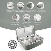 Stainless Steel 2 Compartments Bento Lunchbox with Removable Inner Tray - Leak Proof Bento Box for Kids, Adults - Tiffin Box for Office, School (GREEN)