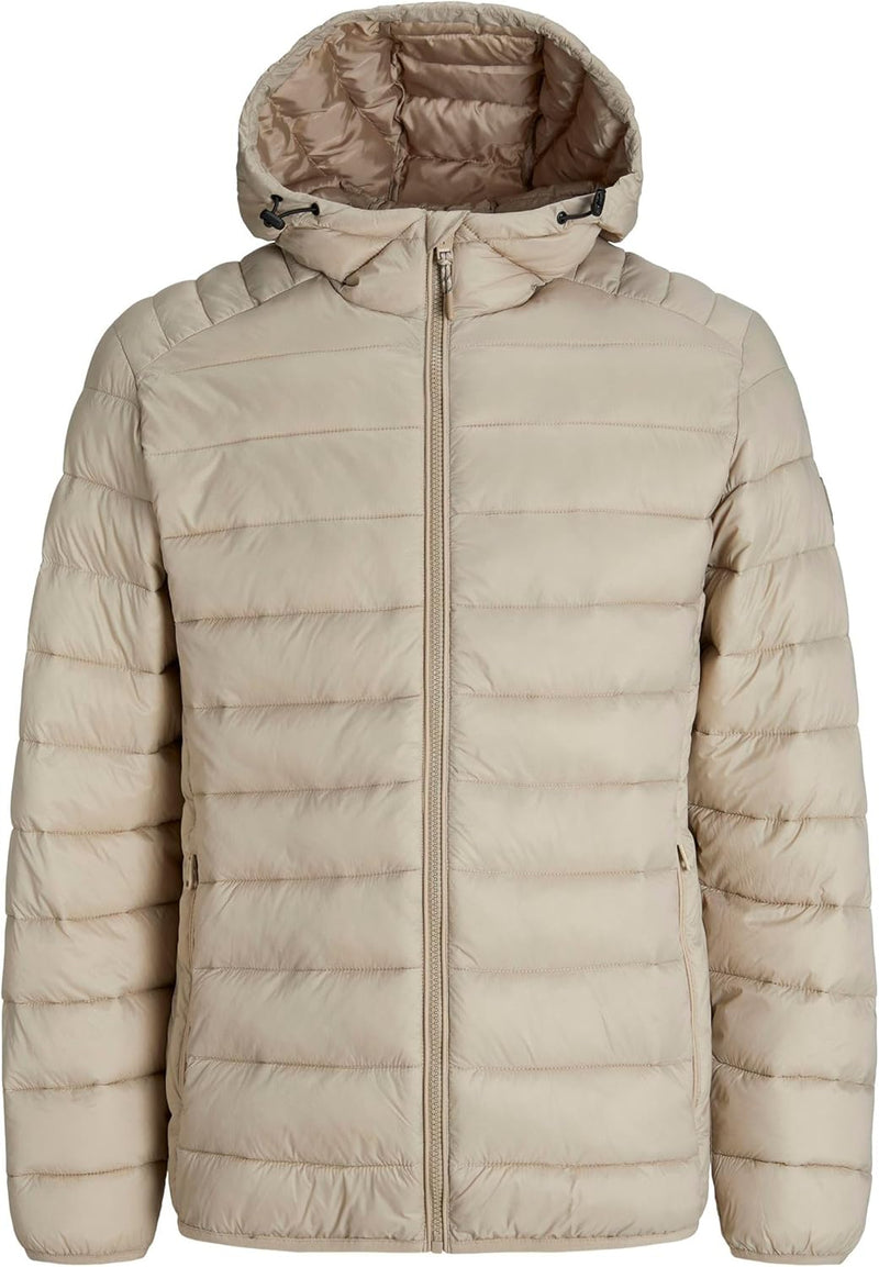 mens JJEBRADLEY LIGHT PUFFER HOOD NOOS Quilted Jacket - Crockery