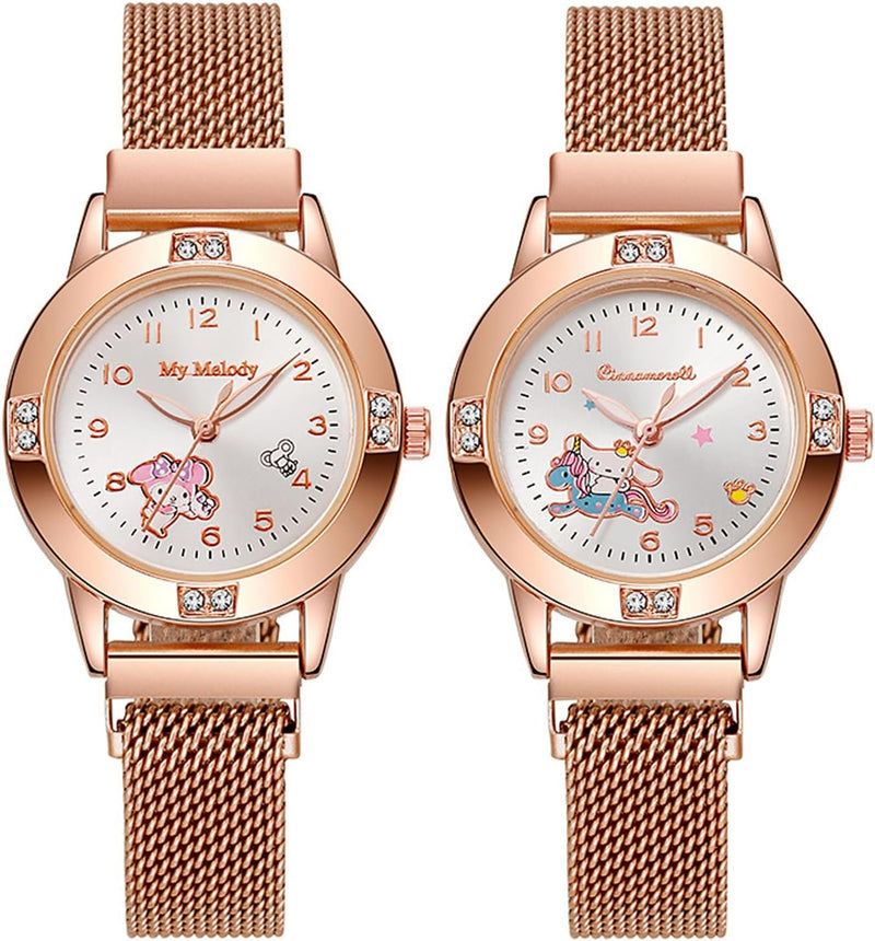 YWhalep 2 Packs Kids Watches for Girls, Toddler Watches Cute Cartoon Children Wrist Watch Easy Read Time Teacher Waterproof Watch