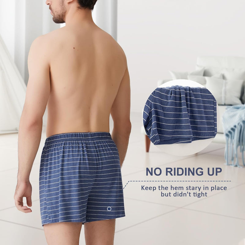 BAMBOO COOL Mens Boxers Short Classic Fit Soft Casual Underwear Loose Comfortable Breathable Boxer Shorts for Men 3 Pack