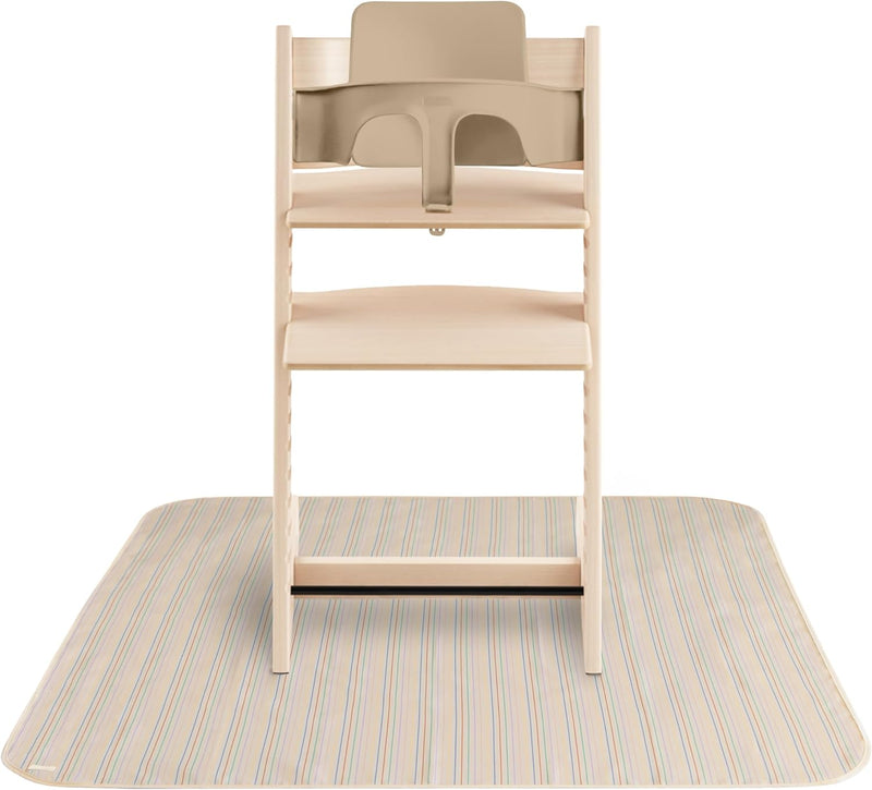Baby Splat Mat 42.5x42.5 Inch (Olive Check) Water Resistant for Under High Chair and Infant Play - Retro Stripes