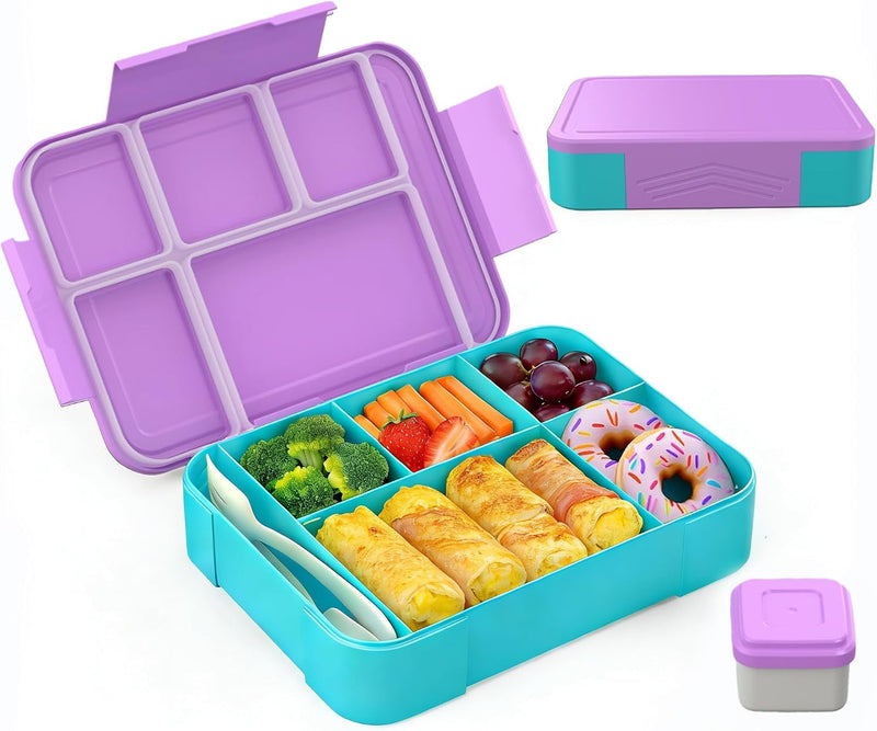 Lunch Box for Kid School,Children's Lunch Box with Compartments, Bento Box Children, Leak-proof Lunch Bento Boxes for Girls and Boys, Snack Box, Perfect for School, Nursery & Trips (Pink Rose) - Perple-2 1330ml