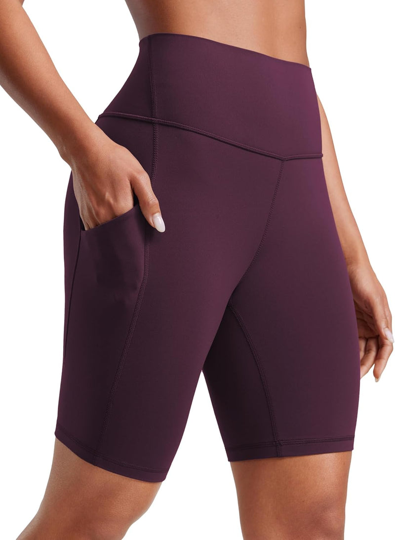 CRZ YOGA Women's Butterluxe Biker Shorts 8 Inches - High Waisted Yoga Shorts Side Pockets Buttery Soft