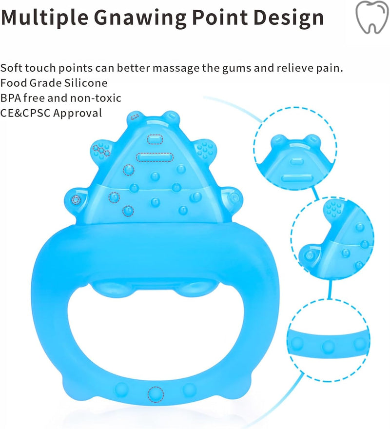 Baby Teether Toys,Water Fillable Baby Teething Relief,Cools & Massages Sore Gums,No Chill Handle,BPA-Free Silicone Teething Toys (Cyan)