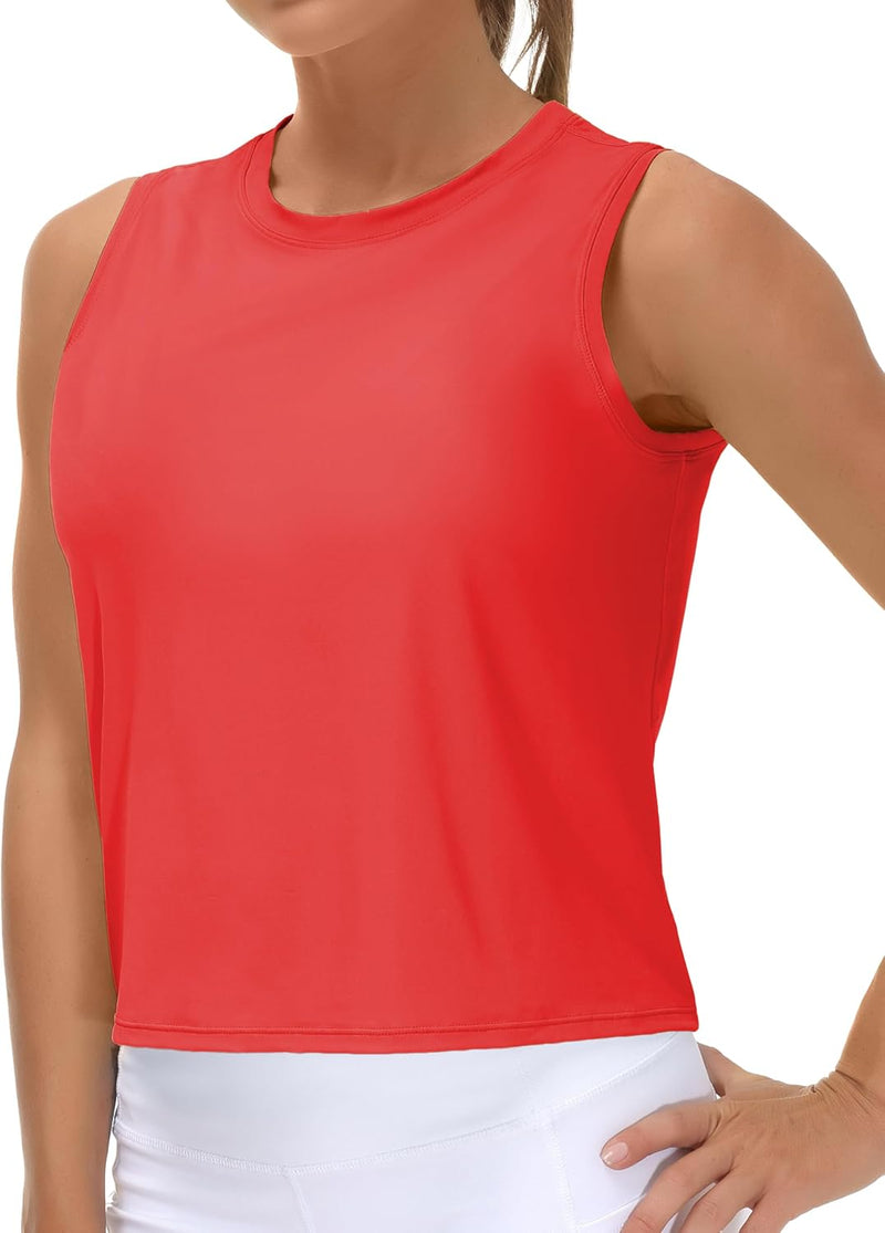 THE GYM PEOPLE Ice Silk Workout Tops for Women Quick Dry Muscle Gym Running Shirts Sleeveles
