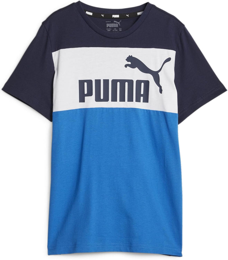 Boys ESS Block Lifestyle Kids Shirts - Racing Blue-XX