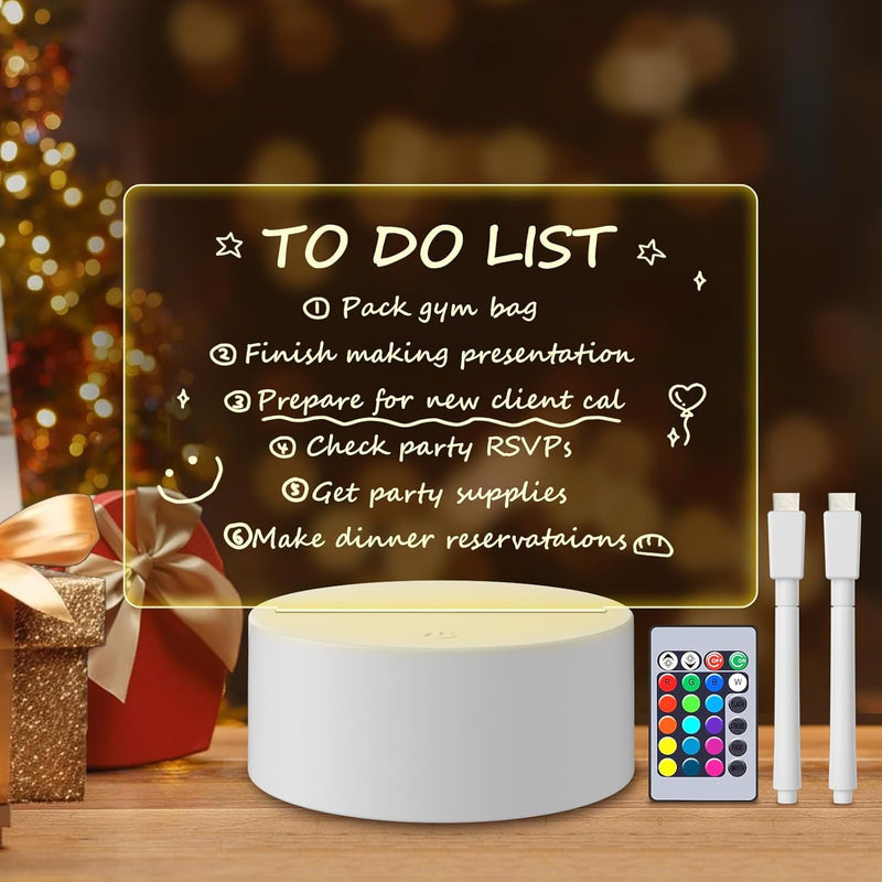 Acrylic Dry Erase Board with Light Up, Led Note Plank Remote Control/16 Colors Change/2Powers Mode Night Light Board, Message Acrylic Sheet DIY with 2 Pens, Birthday Mother's Day Gift