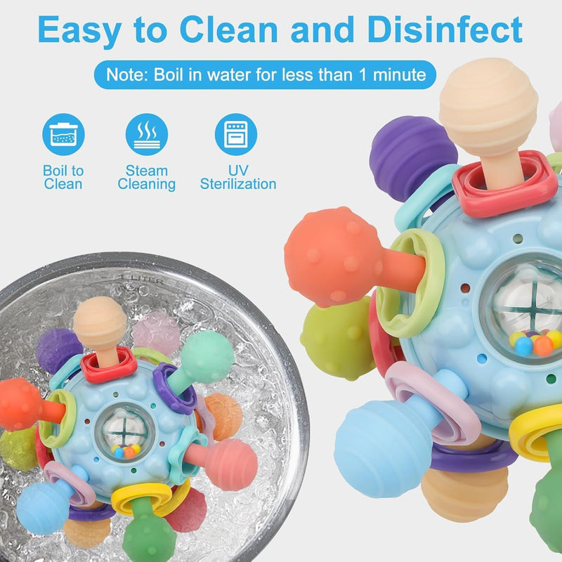 TOYBY Baby Sensory Teething Toys,Baby Montessori Sensory Toys for 0-12 Months, Baby Rattle Toys Activity Ball Infant Toys,Learning Developmental Toys Gifts Baby Girl Boy Gifts for 6 9 12 18 Months