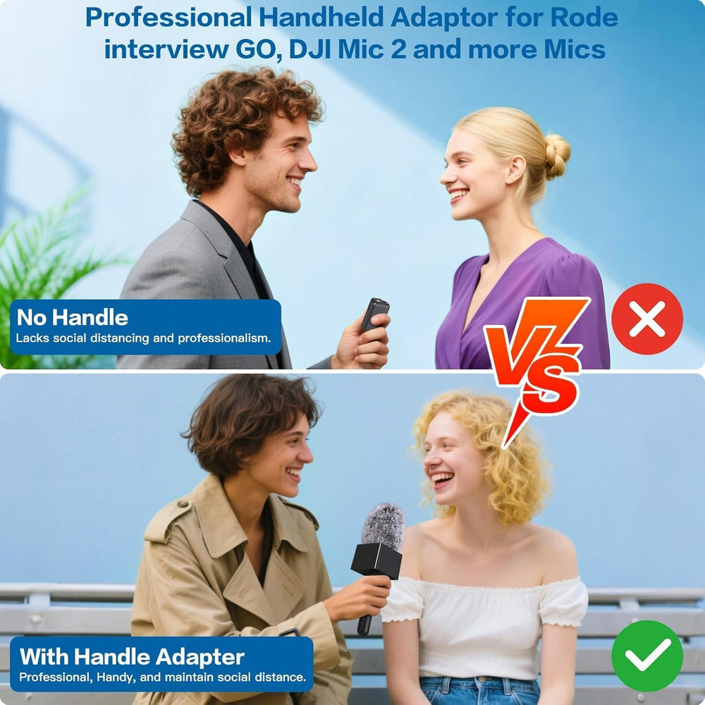 Mic Handle Compatible with DJI Mic Mini/2/3, Rode Wireless GO 2/3 & Hollyland Lark Handheld Lavalier Mic Holder Kit, Lightweight Grip