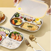Stainless Steel Lunch Box with Plastic Lids - Bento Box 5 Compartments Reusable Meal Prep for Kids Adult School, Home Lunch, Travel