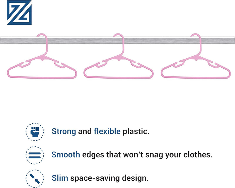 ZOBER Plastic Baby Hangers Non-Slip Toddler & Kids Hangers Durable, Lightweight, Slim & Space-Saving Perfect for Shirts, Pants, Outerwear Holds Up to 5.5 lbs Closet Organization(10Pack, White)