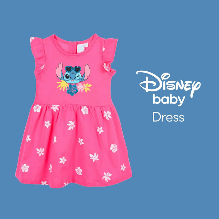 Disney Stitch Baby Girls Dress Soft Short Sleeve Cotton Dress 6-24 Months