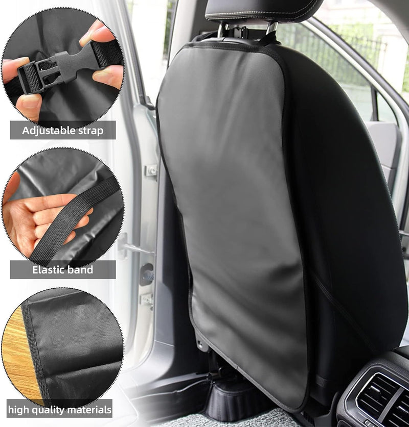 Azonee 2PCS Back Seat Protector for Car, Car Kick Mats, Waterproof Car Seat Protection from Dirt, Vehicle Back Seat Kids Safety Accessories, Universal Fit Automotive Interior Protectors (Black)