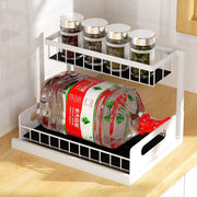 2 Tier Kitchen Storage Shelves, Under Sink Organizers and Storage, Pull Out Drawers Sliding Shelf Bathroom Countertop Organizer Rack L-Shaped