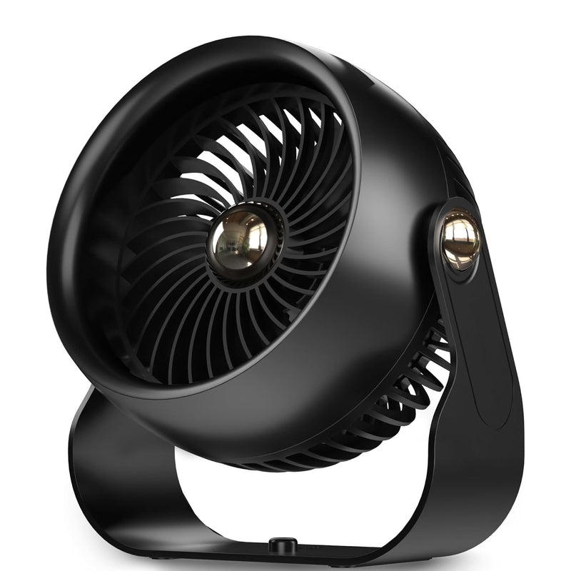 Desk Fan, 6 Inch Quiet Air Circulator Fan, 4 Speeds with Strong Airflow, 270° Rotate Portable Fan For Bedroom Home Office Desktop Travel