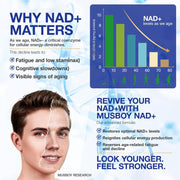 NAD+ Supplement - NAD Nicotinamide Riboside Resveratrol NAD Supplement 1000mg Pure Organic for Women and Men Anti-Aging, Energy, Concentration, 80 Capsules