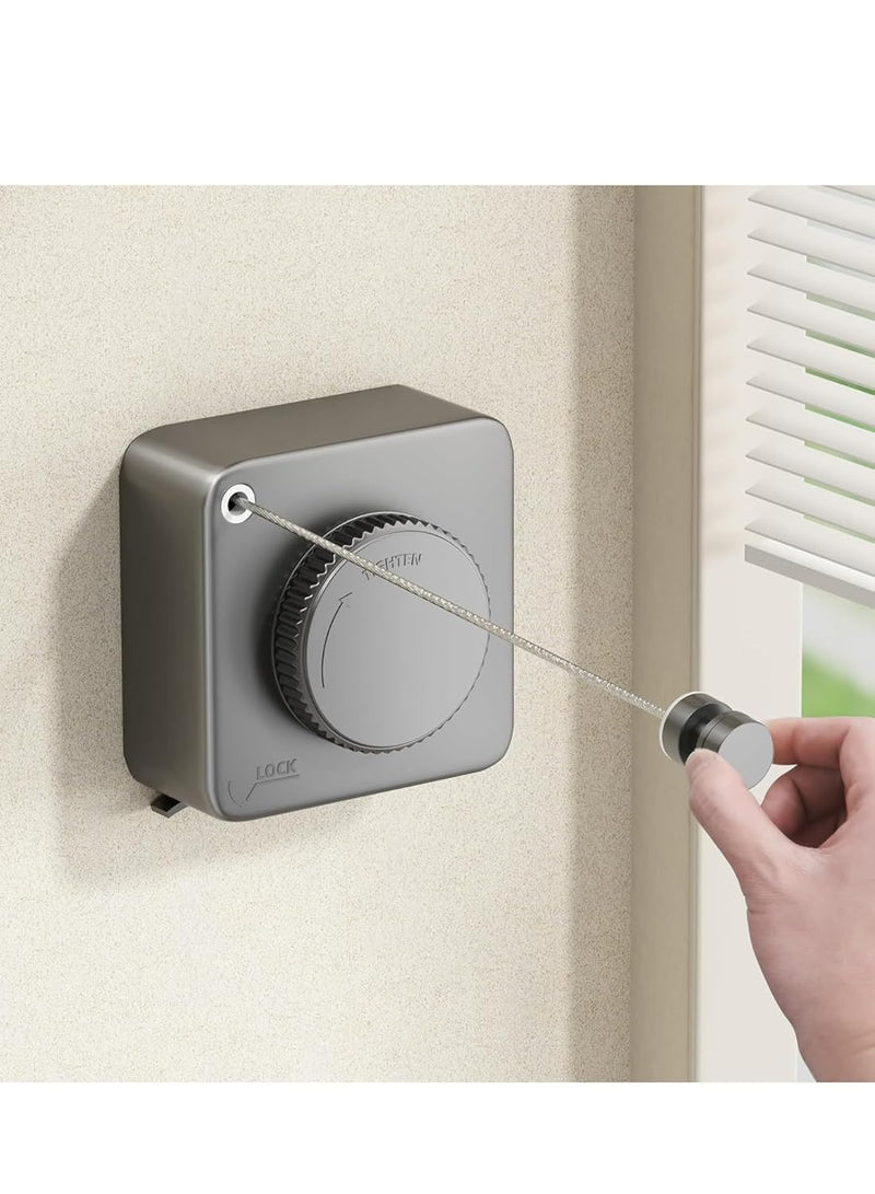 KASTWAVE Heavy Duty Retractable Clothesline - 15.1 Feet Wall Mounted Indoor/Outdoor Laundry Line, Non-Sagging Stainless Steel Drying Solution (Grey)