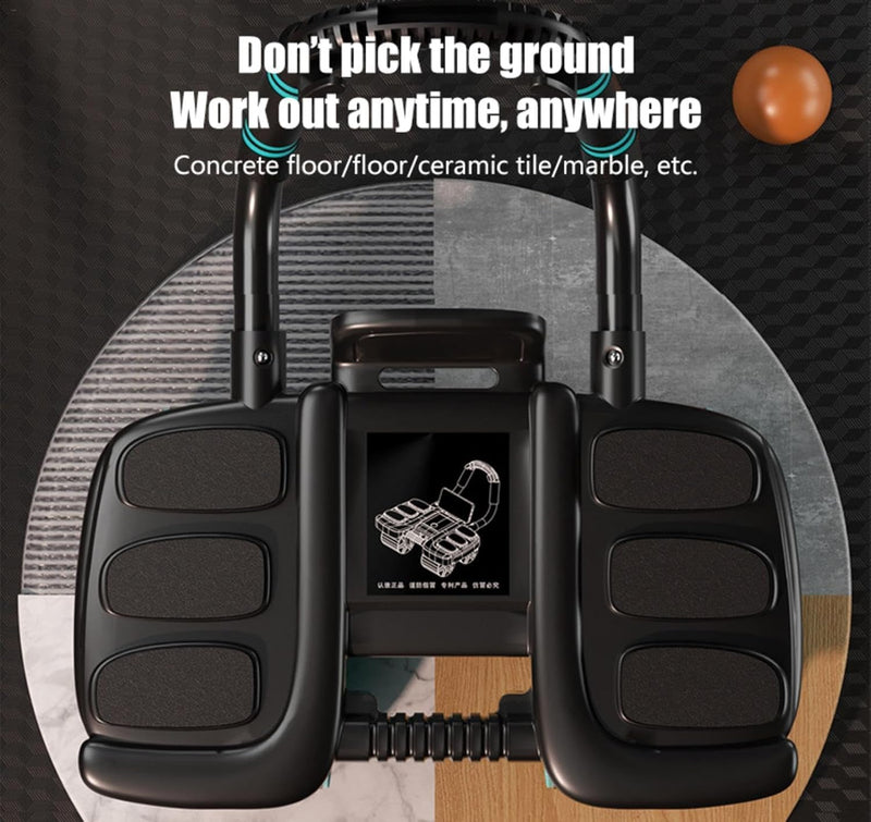SKY-TOUCH 4-Wheel Automatic Rebound Ab Roller - Ultimate Core Strength Trainer with Elbow Supports, Knee Mat, and Timer for Effective Abs Workouts,36 23 25cm,Black