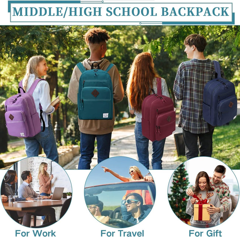VASCHY School Backpack for Women, Unisex Large Bookbag Schoolbag Casual Daypack for High School/College/Teens/Travel/Work