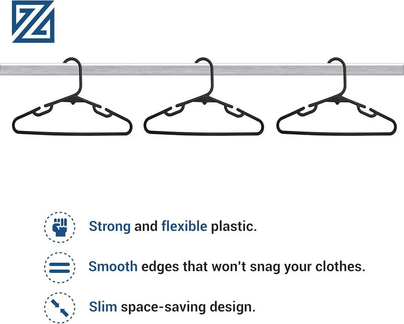 ZOBER Plastic Baby Hangers Non-Slip Toddler & Kids Hangers Durable, Lightweight, Slim & Space-Saving Perfect for Shirts, Pants, Outerwear Holds Up to 5.5 lbs Closet Organization(10Pack, White)
