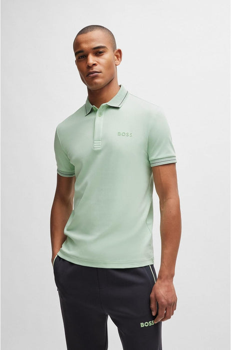BOSS Men's Paule 1 Slim-Fit Interlock Cotton Polo Shirt with Mesh Logo