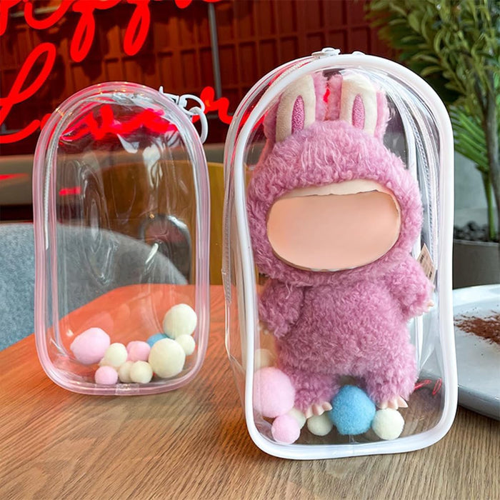 AZONEE Clear Bag Keychain for LABUBU Plush Doll, Hanging Display Case, Protective PVC Storage Box, Clear Case for Labubu, Protective Case for Labubu