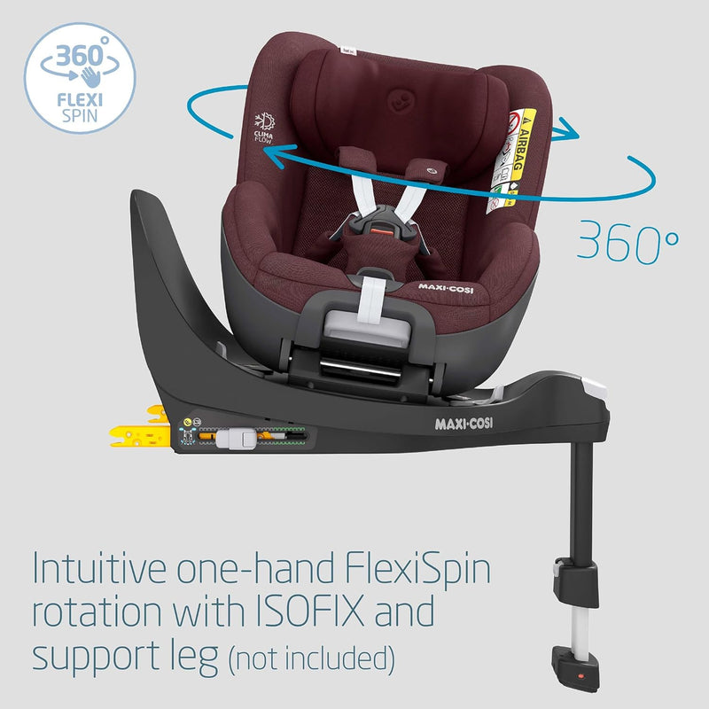Maxi-Cosi Pearl 360 i-Size Infant Car Seat, 360 Swivel Car Seat, G-CELL Side Impact Protection, One-Hand Rotation, ClimaFlow, 0-4 Years, Authentic Red, 2 Year Warranty
