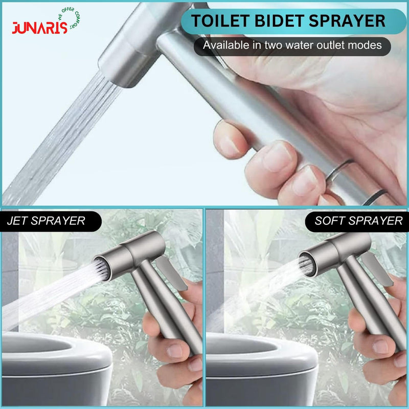Junaris Shattaf Set Handheld Bidet Spryer for toilet | 304 Grade Stainless Steel Bathroom Jet Spray Set Features: Heavy-duty and durable, 150cm BLACK