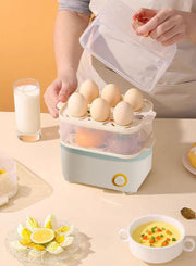 ZYNOXITY Electric Egg Cooker & Steamer - Multi-Function Rapid Boiler for Hard & Soft Boiled Eggs, Large Capacity, Auto Shut-Off, Kitchen Breakfast Maker, Easy Clean, BPA-Free, White/Green