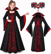 Halloween Costume for Girls, Vampire Dress with Necklace - S