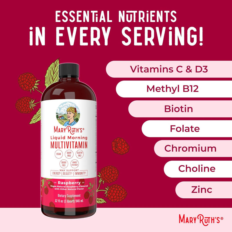 Gluten-free Morning Liquid Vitamin (Raspberry,32oz)