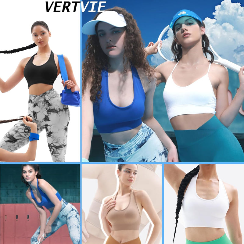Vertvie Halterneck Sports Bra Backless Fitness Bustier Women's Padded Push Up Bra Without Underwire Sports Bra Top Yoga Bra Medium Support Workout